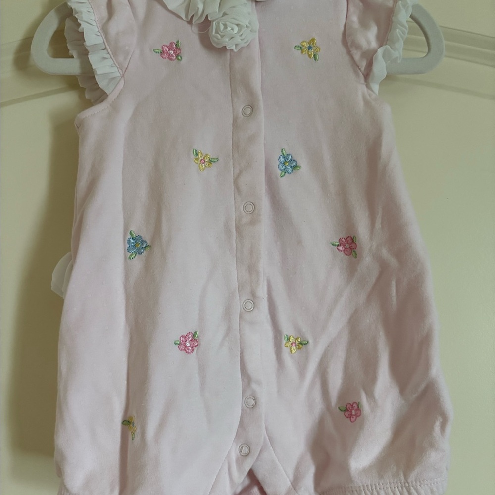 Little Me Pink and Green Butterfly Bodysuit
